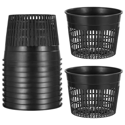 12 Pcs Net Pots for Hydroponics - 6 Inches Hydroponic Baskets Net Cups for Planting with Drainage Holes, Ideal for Lily Plants, Lightweight and Stackable Design for Efficient Growth