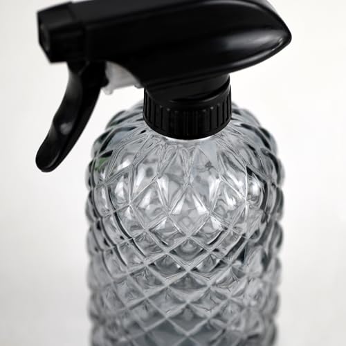 12Oz Glass Plant Spray Bottle with Black Plastic Top Pump - color: Gray