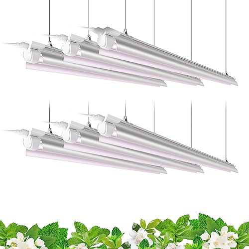 Barrina 4FT T8 Plant Grow Light, 42W Full Spectrum LED Growing Lamp, 6 Pack - color: Pinkish White, size: 4ft-6 Packs