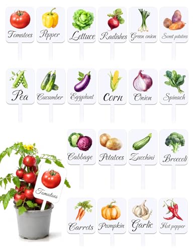 20Pcs Vegetable Plant Labels, 20 Styles Acrylic Garden Stakes Tags - color: White, size: 1.5 x 4 in