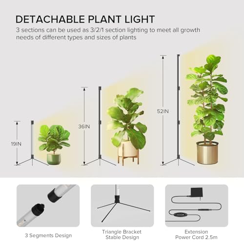 SANSI T10 Standing Grow Lights for Indoor Plants, Vertical Grow Light 4.4FT - size: 4.4FT