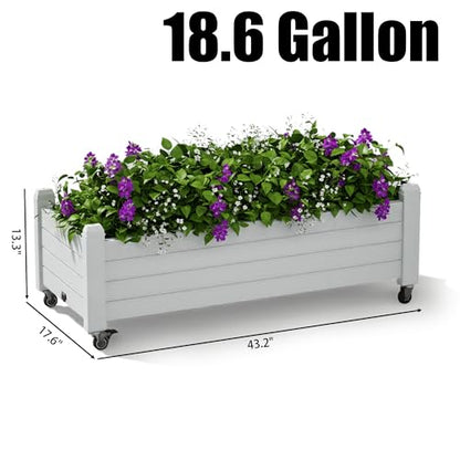 Fancyango Raised Garden Bed with Wheels 13.3" H -Ashen - color: Ashen, size: 13.3"H