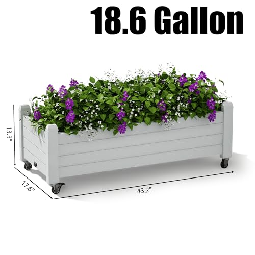 Fancyango Raised Garden Bed with Wheels 13.3" H -Ashen - color: Ashen, size: 13.3"H