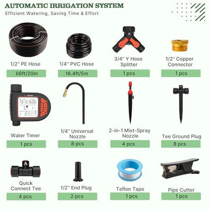Anleolife 82.4FT Automatic Drip Irrigation System Kit with Water Timer - style: 82.4FT Automatic Kit