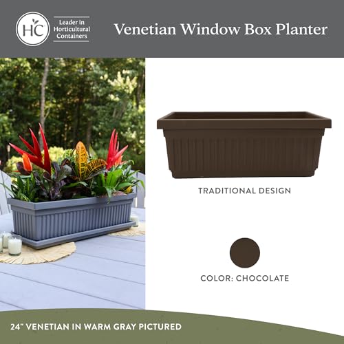 The HC Companies Venetian Window Planter Box, 18 Inch, Chocolate, 2-Pack - color: Chocolate, size: 18", style: Pack of 2