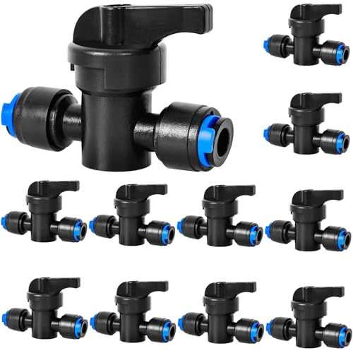 10 Pack 1/4" Drip Irrigation Shut Off Valve, Quick Connect Universal Drip Irrigation Tubing Coupling Valve,Connector Locking Fitting for Sprinkler or Drip Irrigation System Parts & Connectors - color: Black-1/4" Drip Irrigation Shut Off Valve