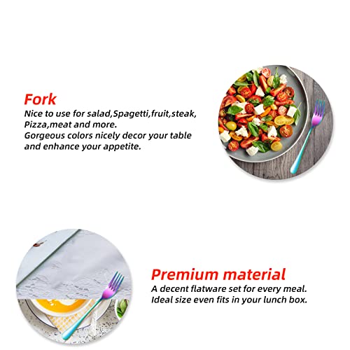 Rainbow Fork Set Of 12 Pieces, Iridescent Silverware Salad Forks, Stainless Steel Cutlery, KITWARE Kitchen Utensils, New Appartment Essential Tableware - size: Rainbow Fork