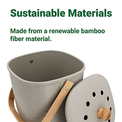Reotemp Bamboo Fiber Kitchen Compost Bin (Grey)