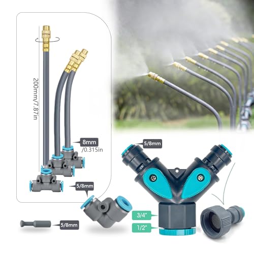 Drip Irrigation System, 66Ft 5/16 Inch Hose, 20 Adjustable Copper Nozzles, Automatic Atomizing Watering Kit for Greenhouse, Outdoor, Raised Bed, Lawn - size: 66FT