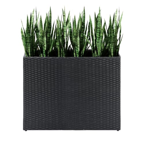 LEWIS&WAYNE Tall Planters for Outdoor Wicker Large Rectangular Block Box - color: Black