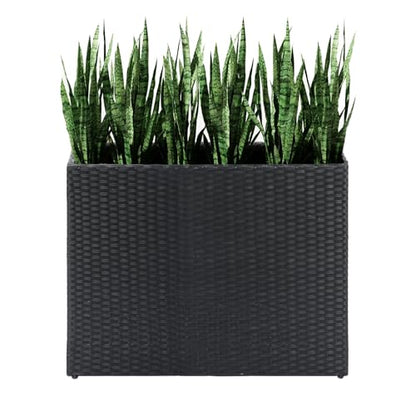 LEWIS&WAYNE Tall Planters for Outdoor Wicker Large Rectangular Block Box - color: Black