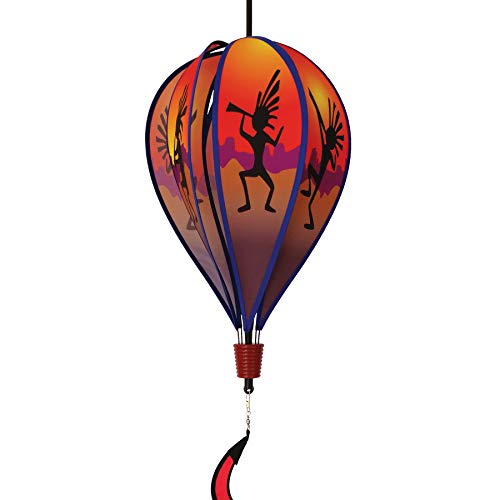 In the Breeze Kokopelli 6-Panel Kinetic Hot Air Balloon Wind Spinner,11" W x 17" H, 26" Tail,1049 - color: Kokopelli