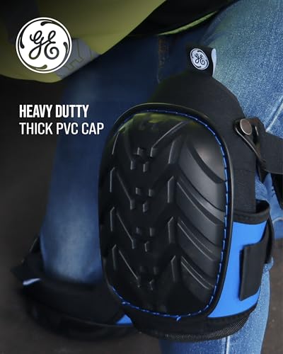 GE Pro Knee Pads Heavy-Duty - Gel Core PVC Cap Adjustable Work Flooring
