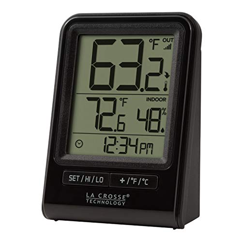 308-1409BT Digital Wireless Thermometer & HI/LO records & Humidity, 330ft - color: Black