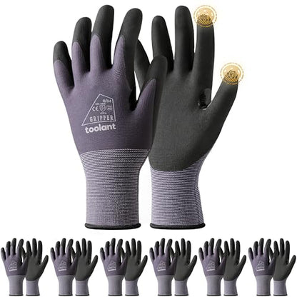 toolant Microfoam Nitrile Work Gloves with Grip, 6 Pairs, Gray, Medium - color: Gray-6pairs, size: Medium
