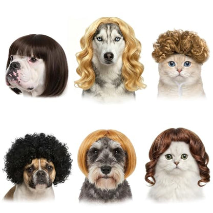 6 Pack Funny Cat and Dog Wig - color: Brown and Black