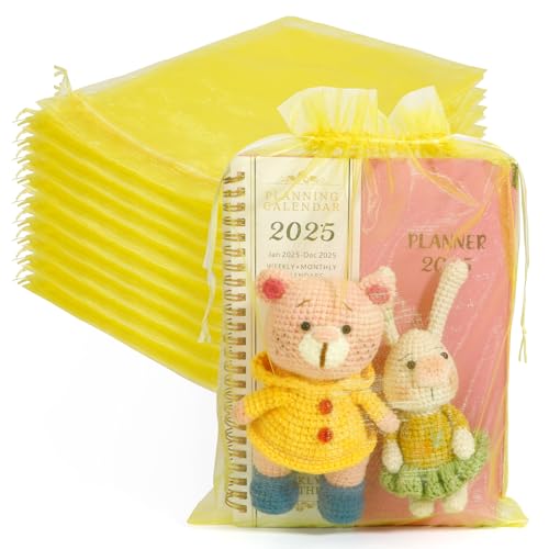 Gold Organza Bags, 100 PCS Sheer Mesh Bags Drawstring 8x12 Inch, Large Wedding Gift Party Favor Bag, Mesh Gift Candy Goodie Jewelry Fruit Protection Bag for Bathroom Soaps Makeup Christmas Birthday - color: gold-100pcs