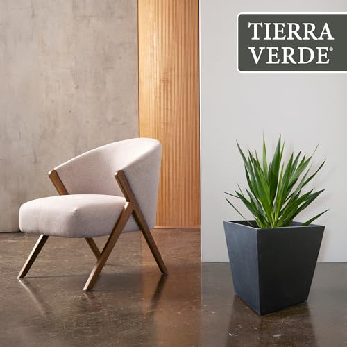 Tierra Verde Sonata Self-Watering Square Planter, Black, Small, 2-Pack - size: Small