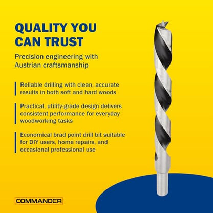 Chrome-Vanadium Brad Point - Ground Wood Drill Bit Woodworking - 1/4 Inch - size: 1 Count (Pack of 1)