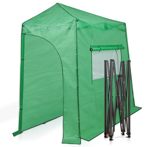 EAGLE PEAK 9x4 Easy Setup Pop Up Greenhouse, Lean-to Design, Clear/Green - color: Clear/Green, size: 9x4