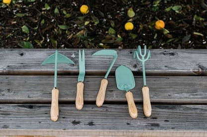 Barebones Triangle Hoe - Stainless Steel Blade Japanese Gardening Tools for Weeding Long Handle and Hand Hoe (Ash/Mint) - color: Ash/Mint, size: Triangle Hoe