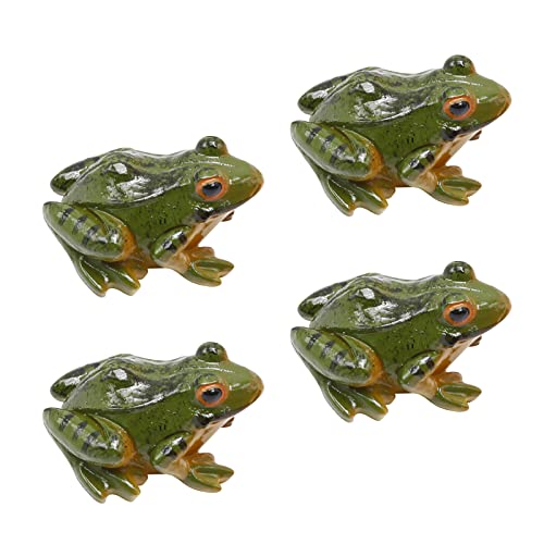 4 Pcs Garden Frog Figurine, Miniature Frog Figurines, Small Resin Realistic Frogs Statue for Fairy Garden Fish Tank Terrarium Decor