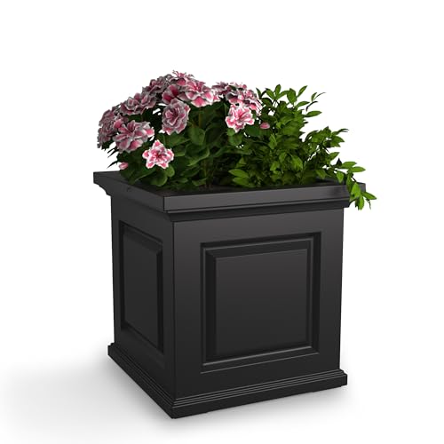 Mayne Nantucket 20in Self-Watering Square Planter, Black - color: Black