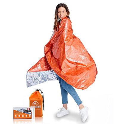 ANLOKE Emergency Blanket Mylar Thermal Blanket(4 Pack) Survival Gear-Orange - color: Orange -4 Pack
