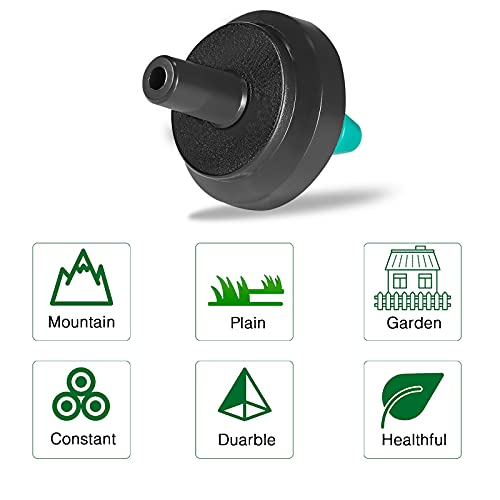 2 GPH Drip Emitters, 2 GPH Pressure Compensating Drip Emitters Maintain Constant Flow, 2 GPH Drip Irrigation Emitters, 50 Per Bag, Green/Black