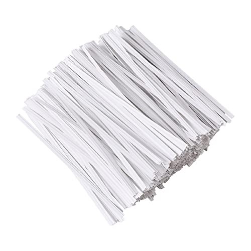 Tangyinrd 1000 Pcs 5" White Twist Ties, Plant Ties Cable Ties Reusable Bread Ties for Party Cello Candy Coffee Treat Bags Cake Pops - color: White
