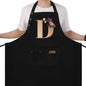 Apron for Women with Pockets, Initail Gardening Apron with Adjustable Straps, Large Pockets & Cross Back Design - color: Bk-d