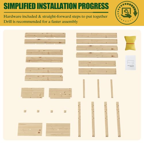 BlueWish 49x25x30in Raised Garden Bed with Extra Deep 16" Depth - color: Natural, size: 2 x 4 FT(16" Depth)