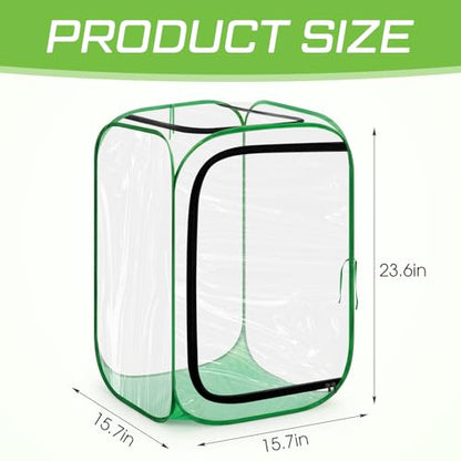 2 Pcs Pop up Mini Greenhouse Cover, Foldable PVC Plant Protector