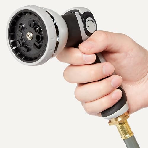 Amazon Basics Retractable Garden Hose Reel, 100 Foot, Wall Mounted, 10-Pattern Spray Nozzle, 180° Swivel Bracket - size: 100ft