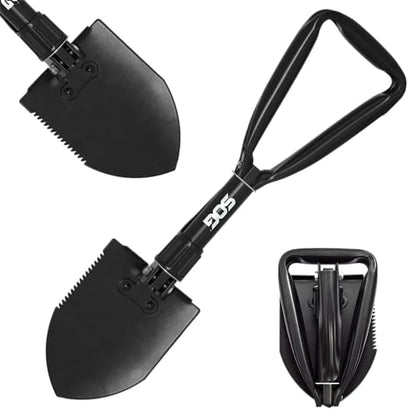 SOG Entrenching Tool- 18.25 Inch Folding Survival Shovel with Wood Saw Edge and Tactical Shovel Carry Case- Black (F08-N) - style: Standard