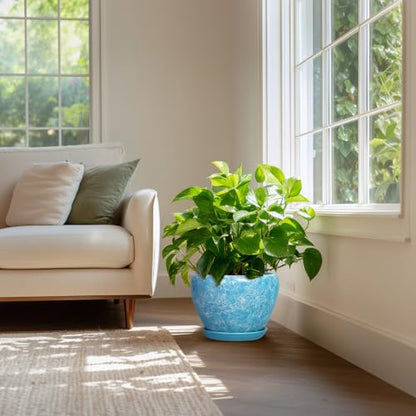 Indoor Plant Pots 10 Inch, Ceramic Planter, Bubble Blue - color: Bubble Blue, size: 10 Inch