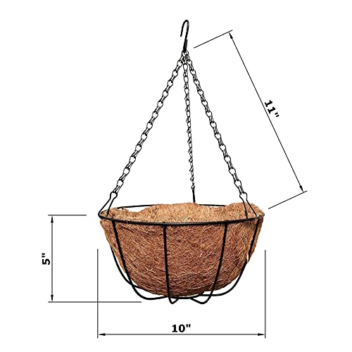 MTB Supply 2 Pack 10 Inch Garden Hanging Baskets Traditional Style with Coco-Liner for Home Balcony Patio Decoration Outdoor Planter - size: 10" Plain 2pack