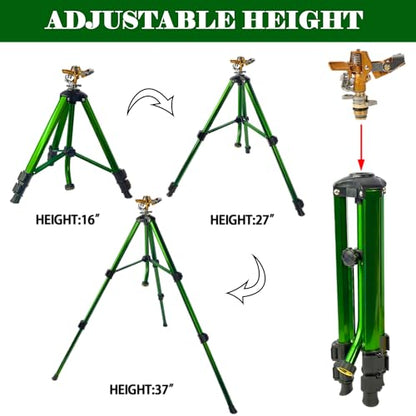 LIULO TOOL Impact Sprinkler on Tripod Base, Tripod Sprinklers with Head, 360 Degree Large Area Irrigation with Extension Legs Flip Locks, Heavy Duty 3/4" Connector for Lawn Yard Garden - size: 1 Pack