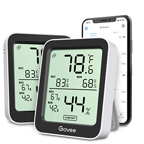Govee Indoor Hygrometer Thermometer 2Pack H5075 with Bluetooth App Control - color: Black, size: 2 Pack