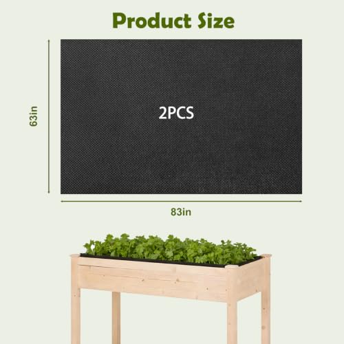 Raised Garden Bed Liner, Cuttable Non Woven Fabric Plant Liner, Non Woven Fabric Liner for Large Veg Trough, Replacement Felt Window Box Liners for Vegetable Gardening (2PCS 63 * 83 in)