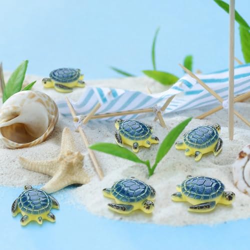 Yerliker 50 Pcs 100 Pcs Mini Sea Turtle Figurines Sea Animals, Blue - color: Blue