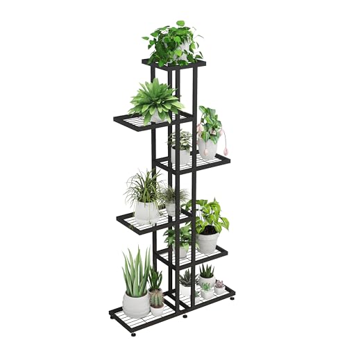 Plant Stand Indoor Outdoor Plant Stands for Patio 6 Tier Tall Plant Stand Metal Flower Shelf Multilayer Flower Holder Modern Black Corner Decoration Racks for Gardern,Balcony,Hallway (6-Tier) - size: 6-Tier
