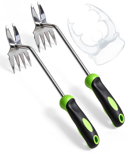 Garden Tools, 2-in-1 Hand Weeder Puller, Heavy Duty Stainless Steel Gardening Hand Tool for Deep Root Removal, Ergonomic Non-Slip Weed Remover for Lawn Yard Garden, 2 Pack - color: Green - 2 Pack