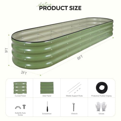 Galvanized Raised Garden Bed 1 Pack, 8x2x1ft Planter Box OliveGreen - color: Olivegreen, size: 8x2x1ft(1pcs)