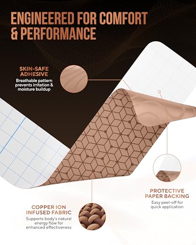 TheraCopper Copper Infused Kinesiology Tape - 2 Rolls, 40 Precut Strips - color: Tan