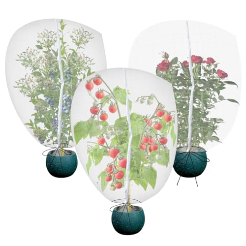 Gardtree 3PCS 4.1 × 5 FT Bird Insect Barrier Fruit Tree Netting, Double Zipper & Drawstring, Garden Bird Netting for Blueberries, Tomatoes, Peppers, Shrubs – Reusable Mesh Barrier - size: 4.1 x 5 FT/3PCS