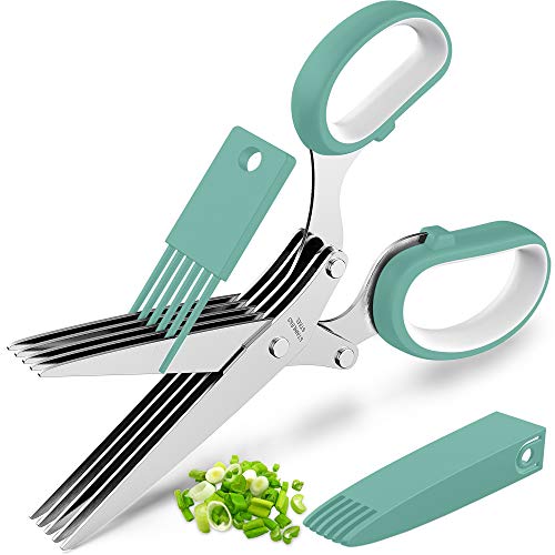 Herb Scissors with 5 Blades and Cover, New Kitchen Gadget 2026 - color: Blue