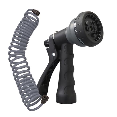 Orbit Coil Garden Hose, 25 ft, with 8-Pattern Nozzle, Gray - 26382 - color: Gray, size: 25 ft