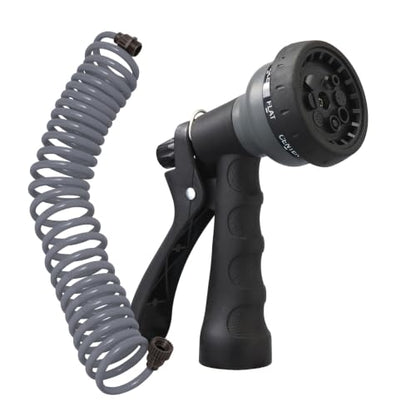 Orbit Coil Garden Hose, 25 ft, with 8-Pattern Nozzle, Gray - 26382 - color: Gray, size: 25 ft
