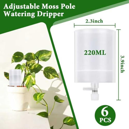 6 Pack Adjustable Moss Pole Watering Dripper, Self Watering Planter Insert